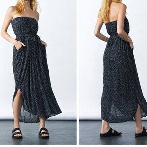 Malia Mills Joan Strapless Polka Dot Maxi Dress Black Women’s Size 6 New